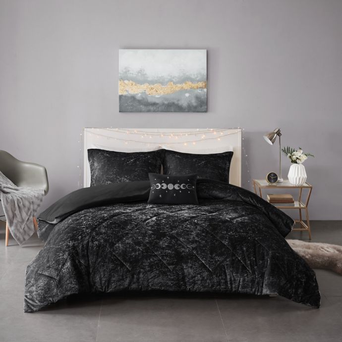 Intelligent Design Felicia Velvet 4-Piece Duvet Cover Set in Black ...