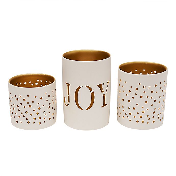 Style Me Pretty Metal Votive Candle Holders in White/Gold (Set of 3)