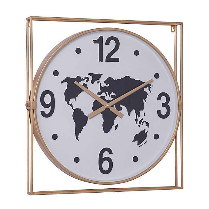 Home Art Rustic Decor Brown World Map Wall Clock Vintage Antique Overlay Style 