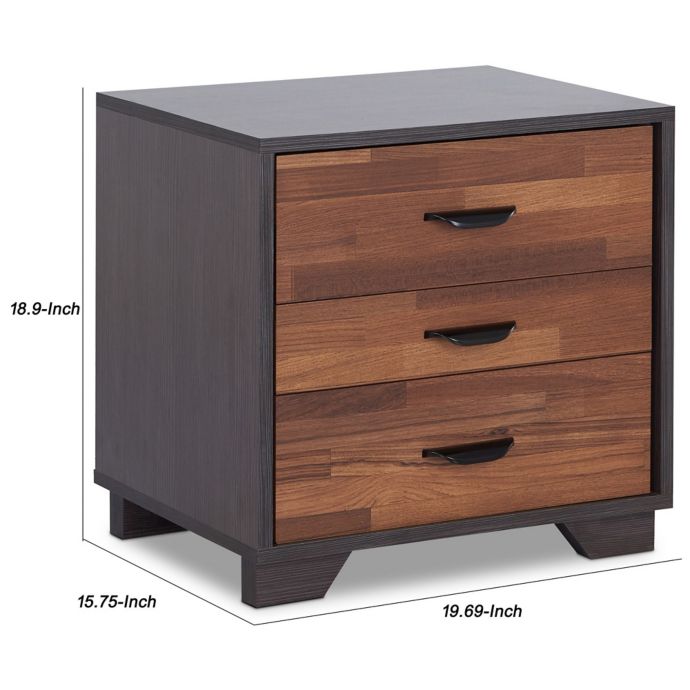 Benzara Rectangular 3 Drawer Wood Nightstand In Brown Bed Bath Beyond
