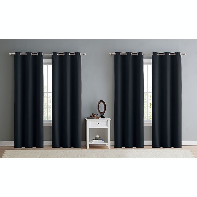 VCNY Home Jordan 84-Inch Triple Weave 100% Blackout Window Curtain Panels in Black (Set of 4)