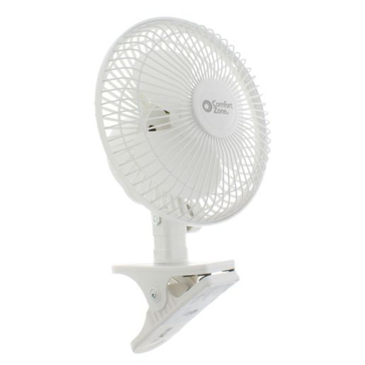 Comfort Zone 6-Inch 2-Speed Desk Fan with Clip in White. View a larger version of this product image.