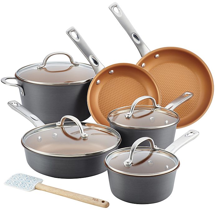 Ayesha Curry™ Nonstick Hard Anodized Aluminum 11-Piece Cookware Set in Charcoal Grey