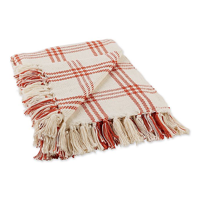 Design Imports Modern Farmhouse Plaid Throw Blanket in Red