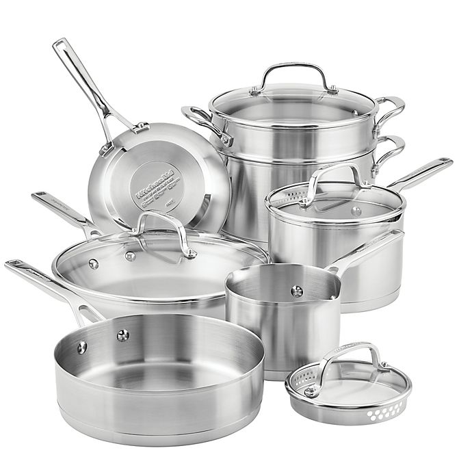 KitchenAid® 3-Ply Stainless Steel 11-Piece Cookware Set
