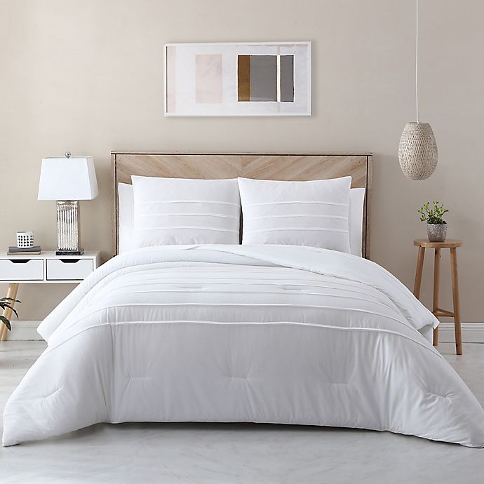 Avery Homegrown Pleated 3-Piece Full/Queen Comforter Set in White