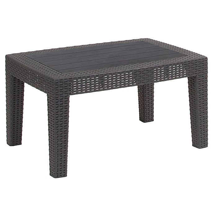 Durable Resin Light Gray Details about   Faux Rattan Coffee Table Gray Contemporary Style 