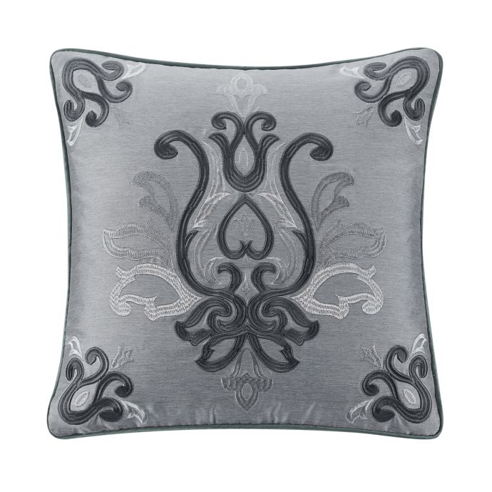 Waterford® Trento Embroidered Square Throw Pillow in Dark Blue | Bed ...