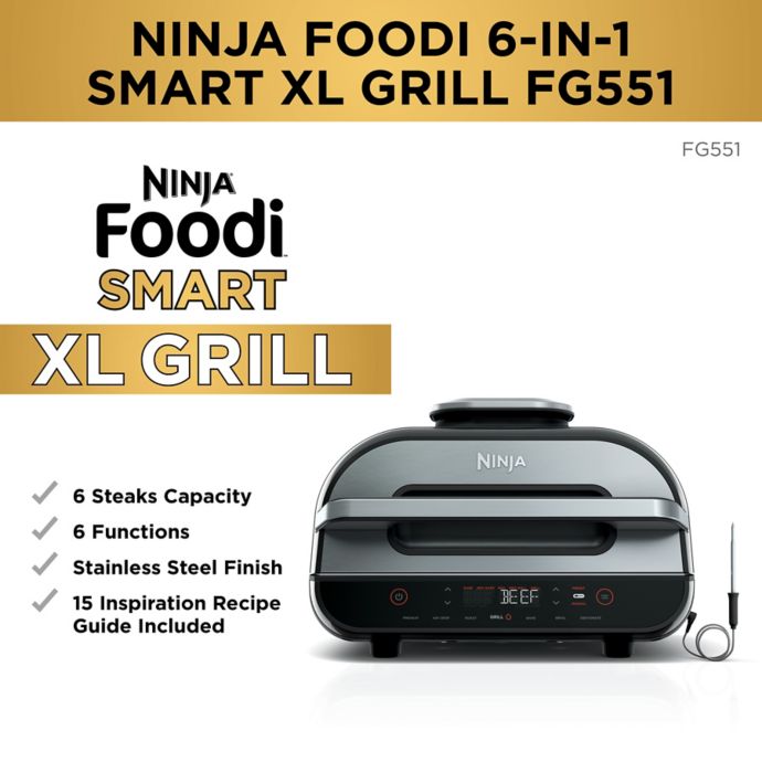 Ninja® Foodi™ Smart XL 6-in-1 Indoor Grill with 4-qt Air Fryer, Roast, Bake, Broil, Dehydrate