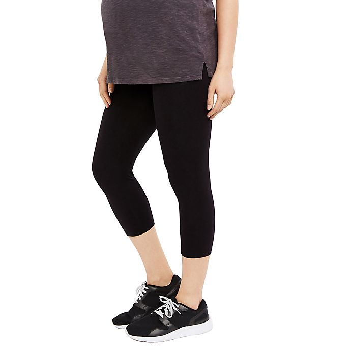 A Pea in the Pod Large Luxe Essentials Crop Maternity Leggings in Black