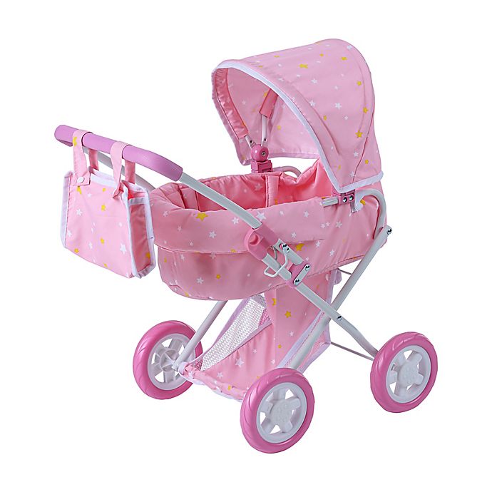Oliva's Little World Twinkle Stars Princess Deluxe Baby Doll Stroller in Pink/White