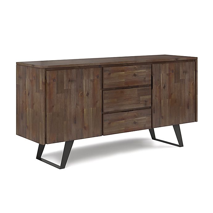 Simpli Home Lowry Solid Acacia Wood Sideboard Buffet in Rustic Natural Aged Brown