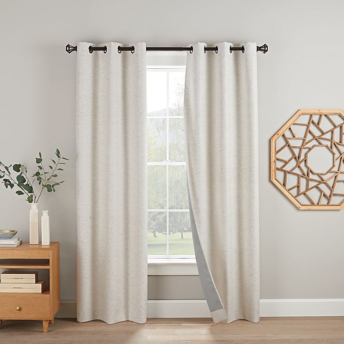 Eclipse Duvall 63-Inch Grommet 100% Blackout Window Curtain Panels in Linen (Set of 2)