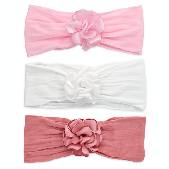 Khristie® 3-Pack Silky Flower Headbands in Pink/White