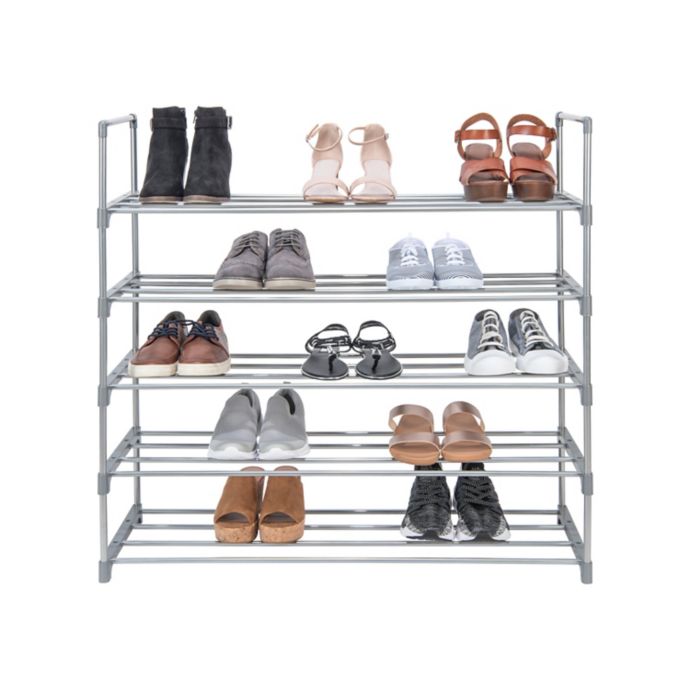 Simplify 5 Tier Stackable Shoe Rack In Grey Bed Bath Beyond