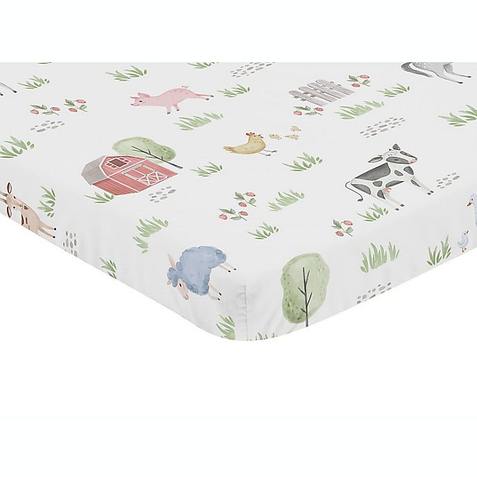 Sweet Jojo Designs® Farm Animals Mini Fitted Crib Sheet