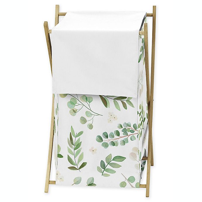 Sweet Jojo Designs® Watercolor Botanical Leaf Laundry Hamper in Green/White