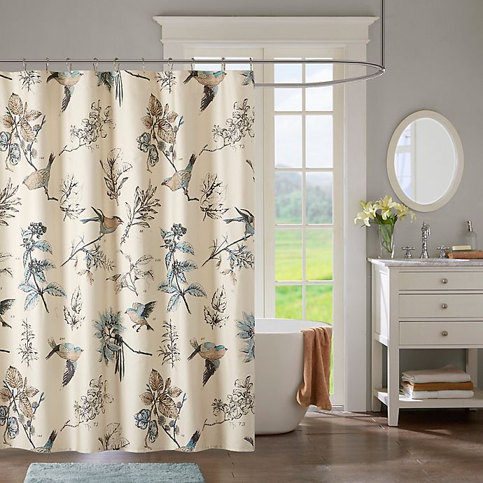 Madison Park Quincy Shower Curtain in Khaki
