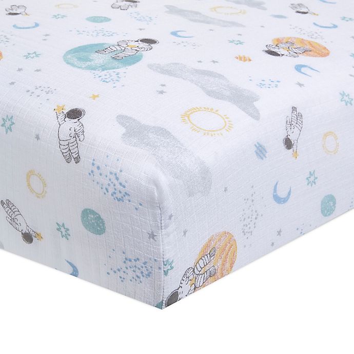 aden + anais™ essentials Space Muslin Fitted Crib Sheet in Blue