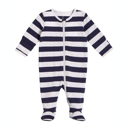 Petit Lem Stripe Footie Pajama In Navy Buybuy Baby