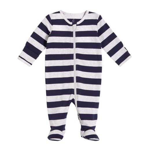 Petit Lem Stripe Footie Pajama In Navy Buybuy Baby