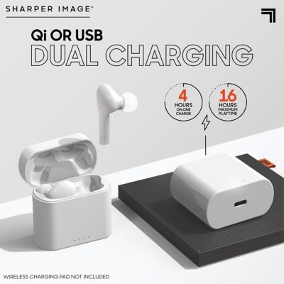 sharper image earbuds headphones in white