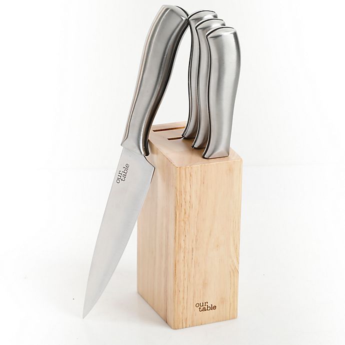Our Table™ 5-Piece Stainless Steel Prep Knife Block Set