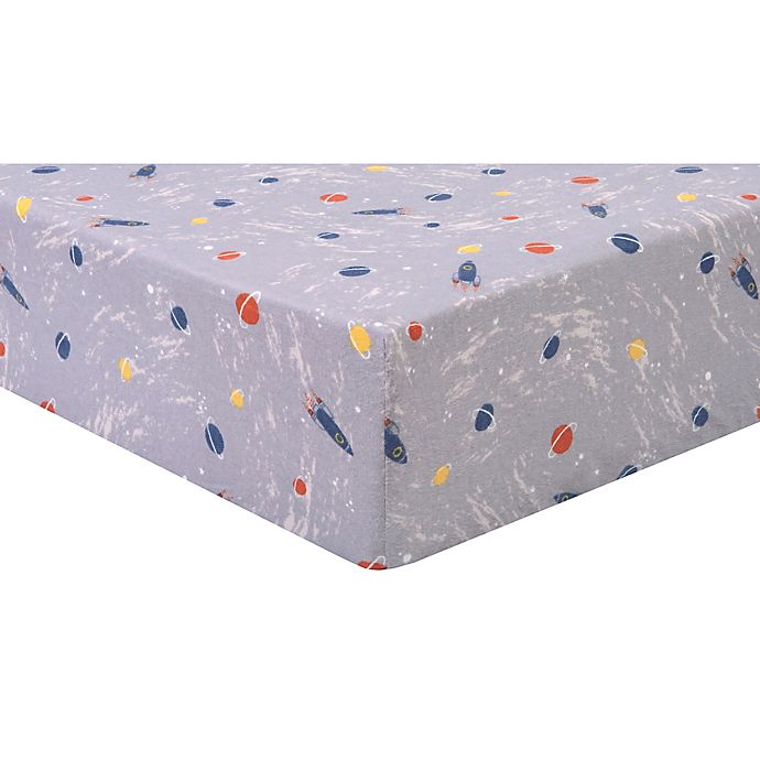 Trend Lab® Outer Space Planets Deluxe Flannel Crib Sheet in Grey