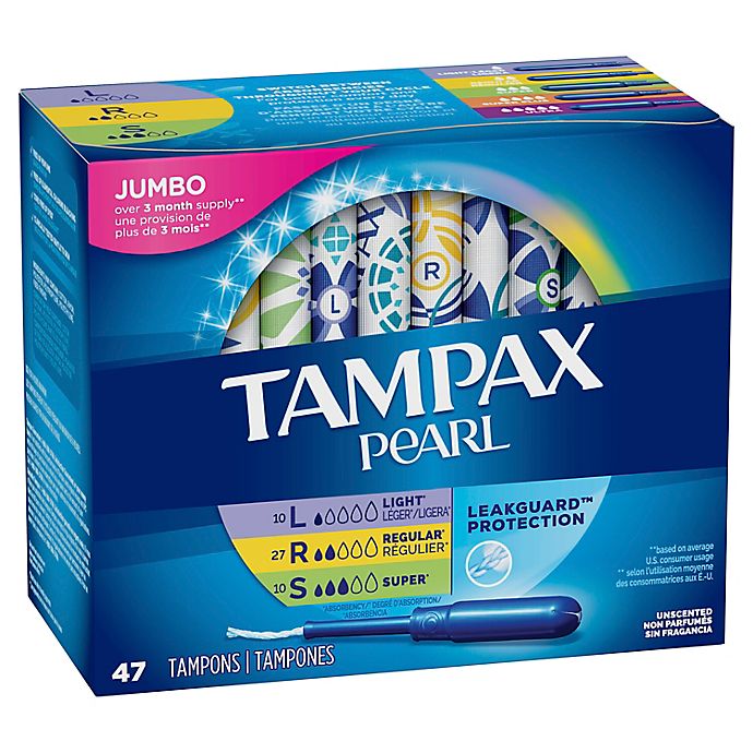 Tampax Pearl 47-Count Light/Regular/Super Unscented Tampons