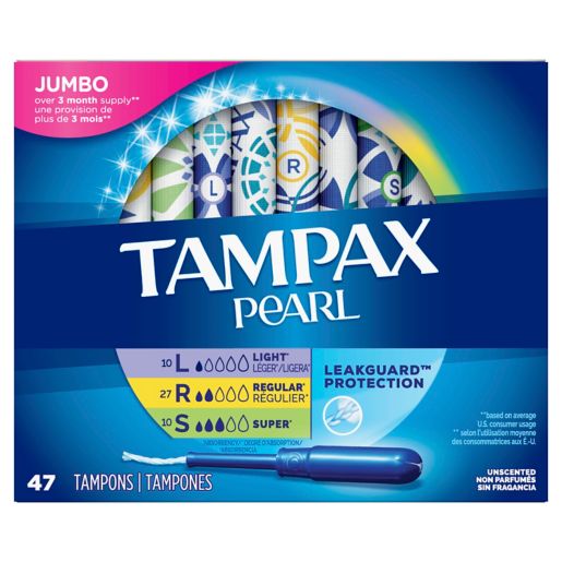 Tampax Pearl 47 Count Light Regular Super Unscented Tampons Bed Bath Beyond