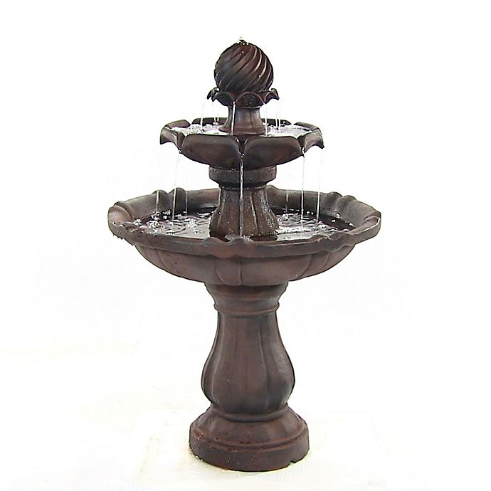 Sunnydaze Outdoor Solar Fountain in Rust with Battery Backup