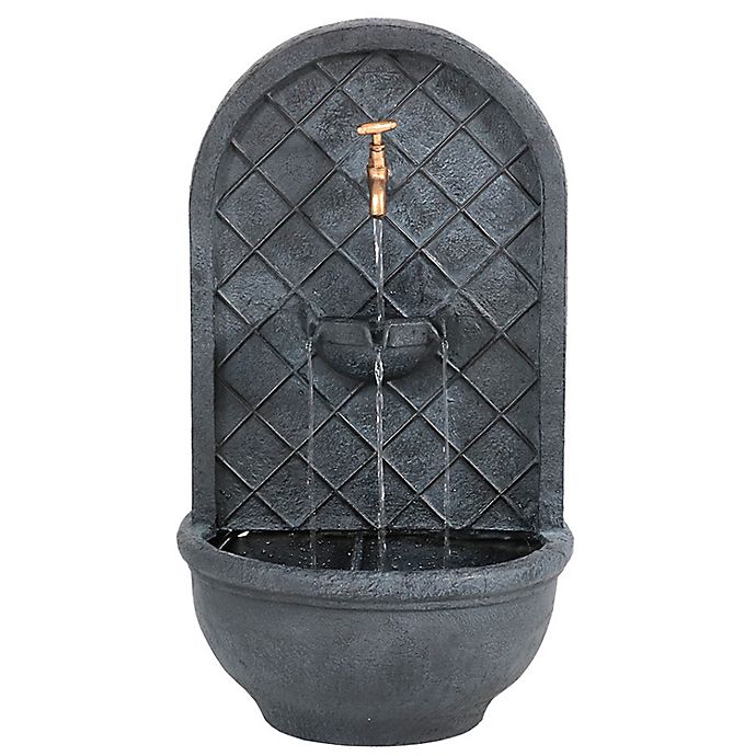 Sunnydaze Messina Outdoor Wall Water Fountain in Black with Pump