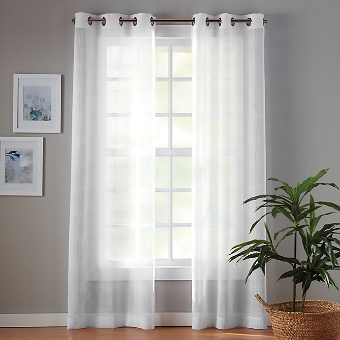 Simply Essential™ Plaid Grommet Sheer Window Curtain Panels (Set of 2)