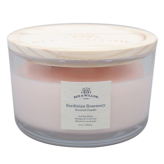 Bee & Willow™ Sardinian Rosemary 14 oz. Wood-Wick Glass Candle in Pink