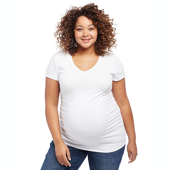 Motherhood Maternity® 3XL Side Ruched Short Sleeve Maternity Top in White