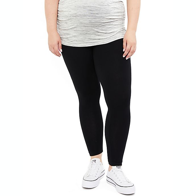 Motherhood Maternity® 1X Plus Size Secret Fit Belly Basic Maternity Leggings in Black