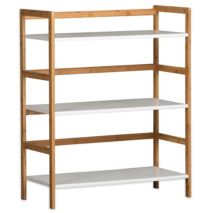 3 Tier Bamboo Frame Stackable Bookshelf in White