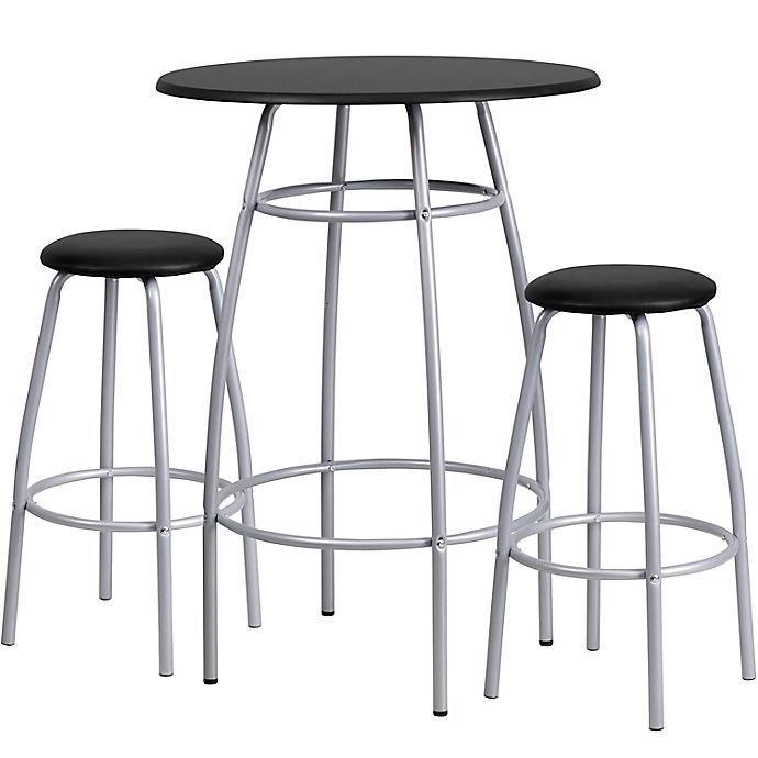 Flash Furniture Bar Height Table and Stool Set in Black