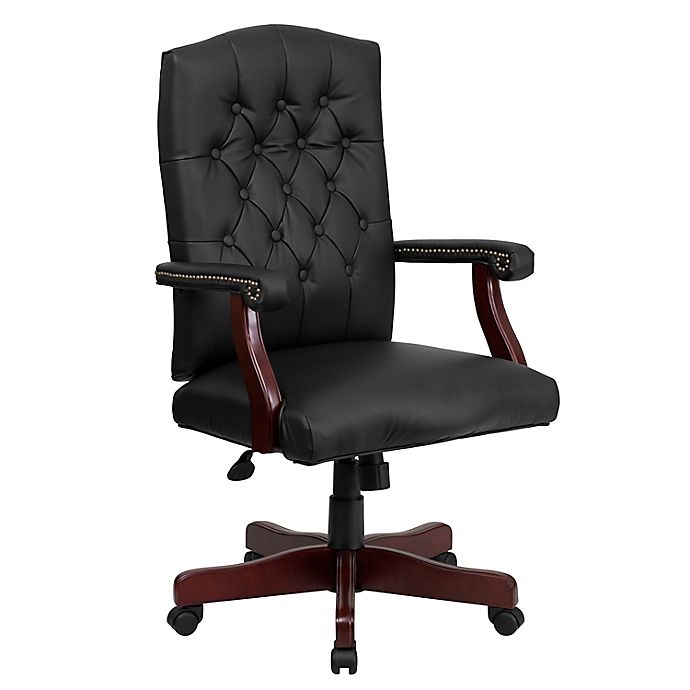Flash Furniture 47-Inch Adjustable Leather Office Chair in Black