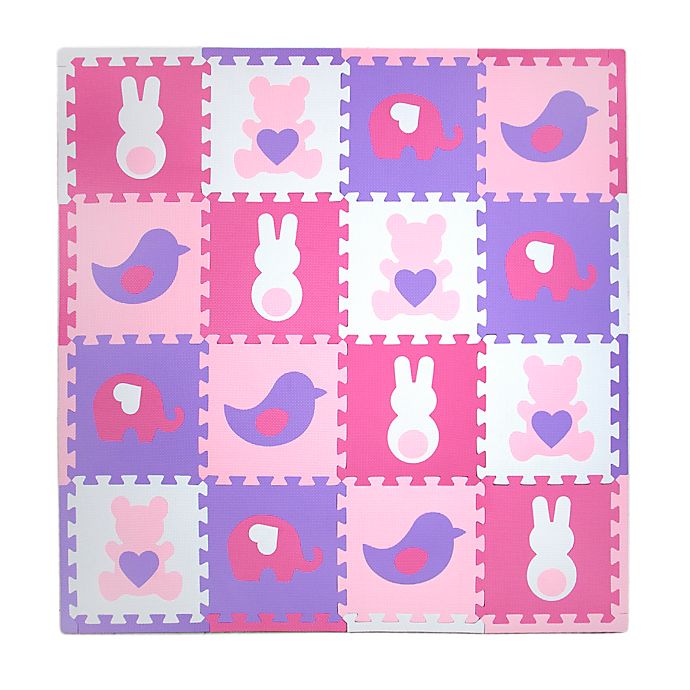 Tadpoles™ Teddy and Friends 16-Piece Playmat Set in Pink/Purple