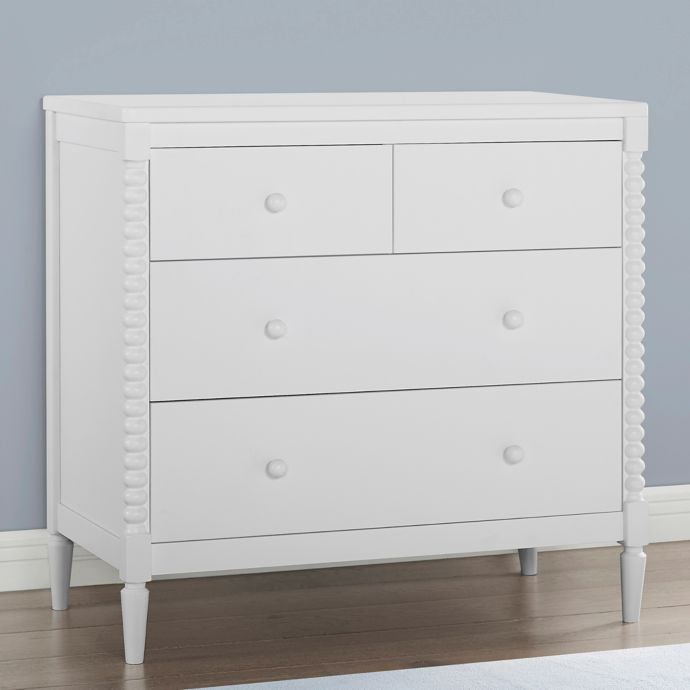 Delta Children Saint 4-Drawer Dresser with Changing Topper in Bianca White. View a larger version of this product image.