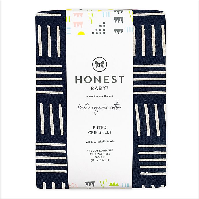 The Honest Company® Sketchy Square Organic Cotton Fitted Crib Sheet in Navy/White