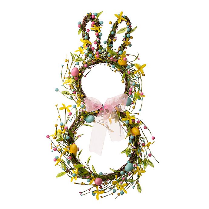 Glitzhome® 24.5-Inch Easter Bunny Shaped Wreath with Easter Eggs