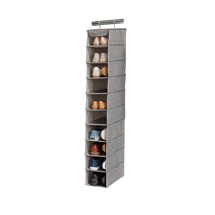 Squared Away™ Arrow Weave 10-Shelf Deluxe Clothing and Shoe Organizer in Grey