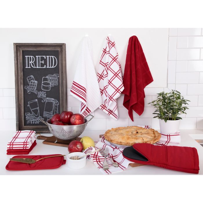 Set 2 trapos cocina rojo/beige 50x70 cm Culinarium