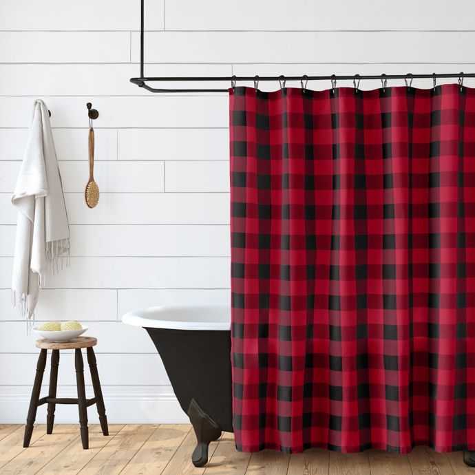 Gingham Shower Curtain Yellow Tan Farmhouse Primitive Bathroom 