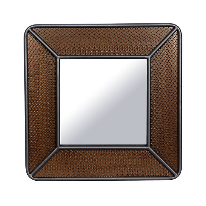 Ridge Road Décor Industrial Wood and Iron Wall Mirror in Brown