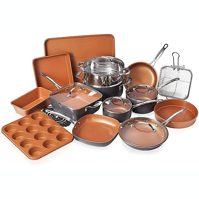 Bakeware Set with Nonstick D Details about   Gotham Steel 20 Piece All in One Kitchen Cookware 