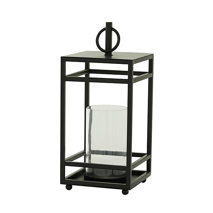 Ridge Road Décor Contemporary Iron 18.6-Inch Lantern Candle Holder in Black