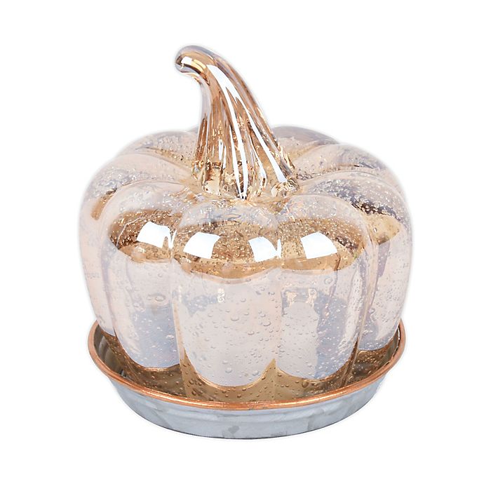 Bee & Willow™ Glass Pumpkin Cloche with LED Votive Candle in Amber